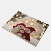 Cute Snowman Family Winter Christmas ドアマット (アングル)