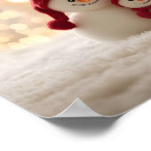 Cute Snowman Family Winter Christmas ポスター (角)