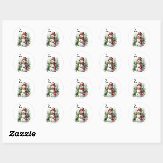 Cute Snowman Gift Sticker ラウンドシール (シート)
