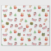 Cute Snowman Gingerbread Man Christmas Pattern ラッピングペーパー (フラット)