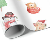 Cute Snowman Gingerbread Man Christmas Pattern ラッピングペーパー (ロールコーナー)