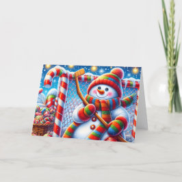 Cute Snowman Hockey Goalie Christmas シーズンカード