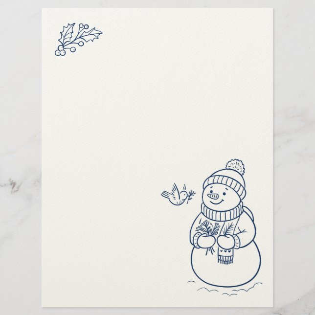 Cute Snowman Holiday Stationery レターヘッド (正面)