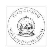 Cute Snowman in Snow Globe Merry Christmas Family セルフインキングスタンプ (デザイン)