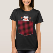 Cute Snowman Inside Buffalo Plaid Pocket Holiday C Tシャツ (正面)