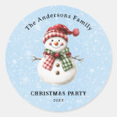 Cute Snowman Merry Christmas Family Party Custom ラウンドシール (正面)