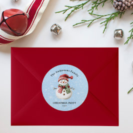 Cute Snowman Merry Christmas Family Party Custom ラウンドシール