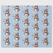 Cute Snowman Merry Christmas Snowflakes Roll of ラッピングペーパー (フラット)