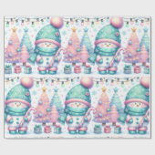 Cute Snowman Pastel Christmas Large Scale ラッピングペーパー (フラット)