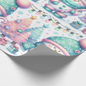 Cute Snowman Pastel Christmas Large Scale ラッピングペーパー (角)