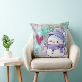Cute Snowman Pastel Pattern Heart  クッション (椅子)
