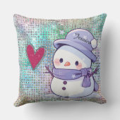 Cute Snowman Pastel Pattern Heart  クッション (裏面)
