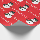 Cute Snowman Personalized Name Christmas ラッピングペーパー (角)