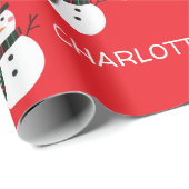 Cute Snowman Personalized Name Christmas ラッピングペーパー (ロールコーナー)