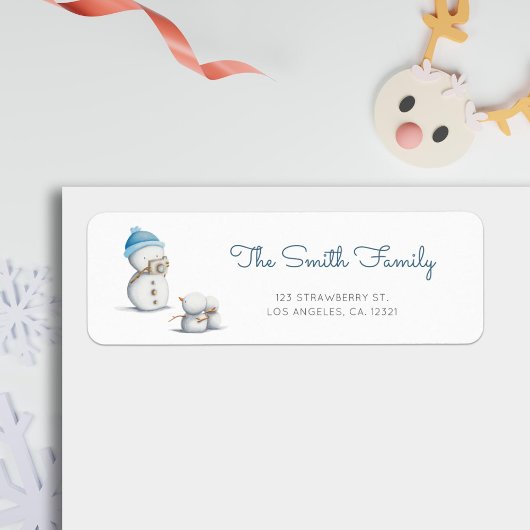 Cute Snowman Photography Return Address ラベル
