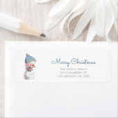Cute Snowman Pig Return Address ラベル (インサイチュ)