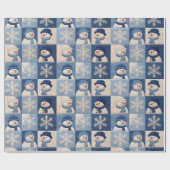 Cute Snowman Quilt Christmas Holiday ラッピングペーパー (フラット)