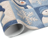 Cute Snowman Quilt Christmas Holiday ラッピングペーパー (ロールコーナー)