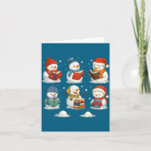 Cute Snowman Reading Books Christmas Winter Book L カード (正面)