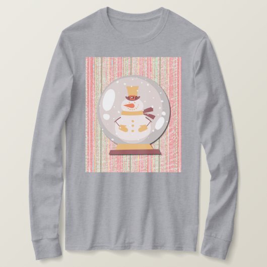 Cute Snowman Snow Globe Art on T-Shirt Tシャツ (デザイン正面)