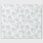 Cute Snowman & Snowflake Pattern  gift wrapping  ラッピングペーパー (フラット)