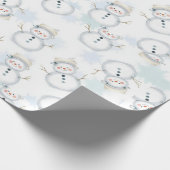 Cute Snowman & Snowflake Pattern  gift wrapping  ラッピングペーパー (角)