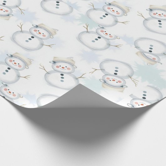 Cute Snowman & Snowflake Pattern  gift wrapping  ラッピングペーパー (角)