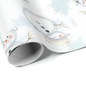 Cute Snowman & Snowflake Pattern  gift wrapping  ラッピングペーパー (ロールコーナー)