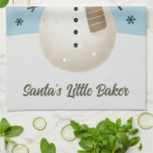 Cute Snowman Snowflakes Santa's Little Baker Kid キッチンタオル (折り畳み)