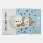 Cute Snowman Snowflakes Santa's Little Baker Kid キッチンタオル (横)