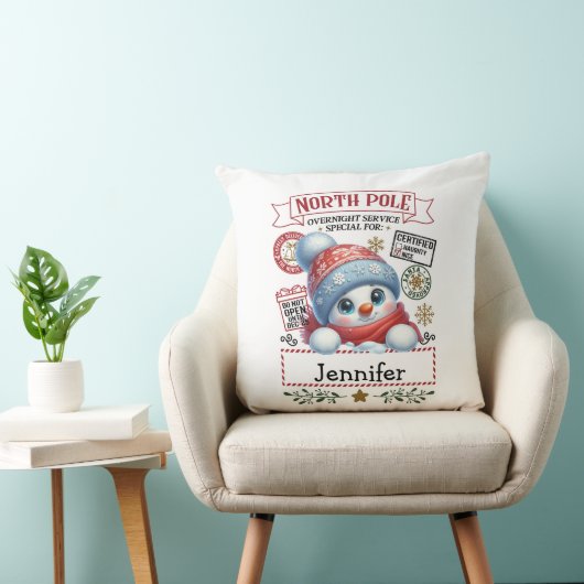 Cute Snowman Throw Pillow クッション (椅子)