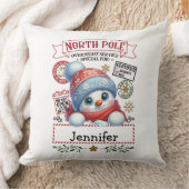Cute Snowman Throw Pillow クッション (ブランケット)