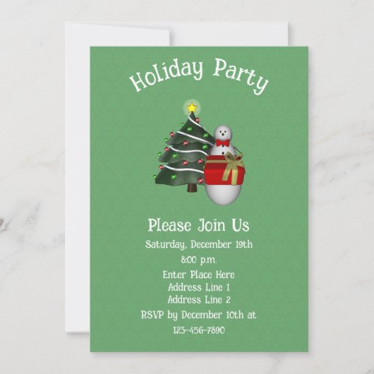 Cute Snowman Tree Present Christmas Holiday  招待状 (正面)