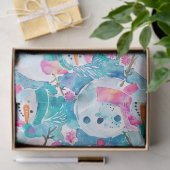 Cute snowman turquoise watercolor pattern 薄葉紙 (ギフト)