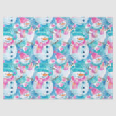 Cute snowman turquoise watercolor pattern 薄葉紙 (正面)