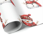Cute Snowman Vintage Christmas Gift  ラッピングペーパー (ロールコーナー)