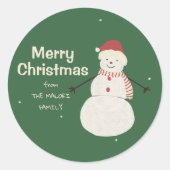Cute Snowman | Whimsical Christmas Holiday Design ラウンドシール (正面)
