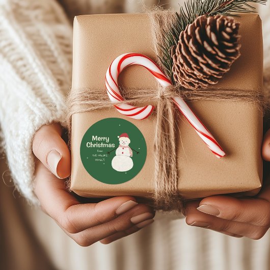 Cute Snowman | Whimsical Christmas Holiday Design ラウンドシール