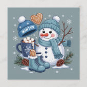 Cute Snowman Winter Season Vibes Christmas Holiday 招待状 (正面)