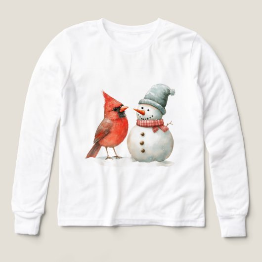 Cute Snowman with Bird Winter Christmas Scene (デザイン正面)