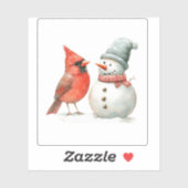 Cute Snowman with Bird Winter Christmas Scene シール (シート)
