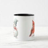 Cute Snowman with Bird Winter Christmas Scene マグカップ (中央)