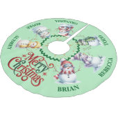Cute Snowmen Christmas Tree Skirt with Names ブラッシュドポリエステルツリースカート (アングル)