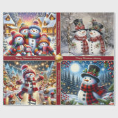 Cute Snowmen Christmas Wrapping Paper with Text ラッピングペーパー (フラット)