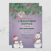 Cute Snowmen Family Christmas 招待状 (正面/裏面)