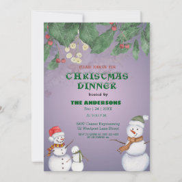 Cute Snowmen Family Christmas 招待状