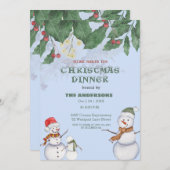 Cute Snowmen Family Christmas 招待状 (正面/裏面)