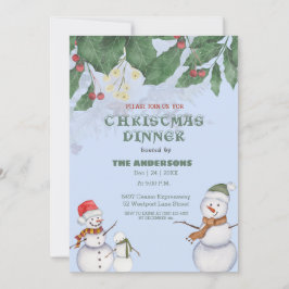 Cute Snowmen Family Christmas 招待状