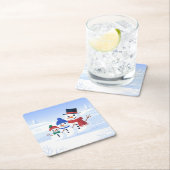 Cute Snowmen Family Coaster Set スクエアペーパーコースター (インサイチュ)