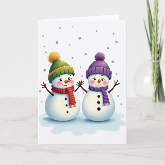 Cute Snowmen Holiday Cheer Card カード (正面)